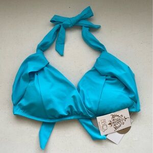 Becca swimsuit top - Aqua Blue - D Cup - Drapped Halter - NWT!